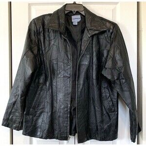 Direct Source 100% Leather Jacket Womens XXL Full Lining Pockets VTG 90s